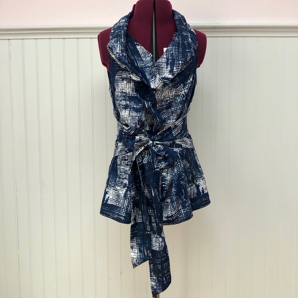 Ann Taylor Sleeveless Tie Waist Cowl Blouse